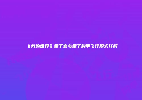 《我的世界》量子套与量子胸甲飞行模式详解
