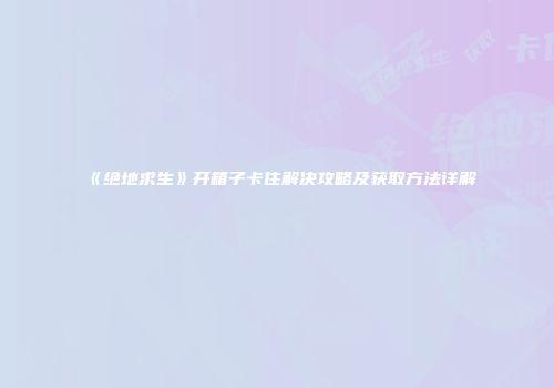 《绝地求生》开箱子卡住解决攻略及获取方法详解