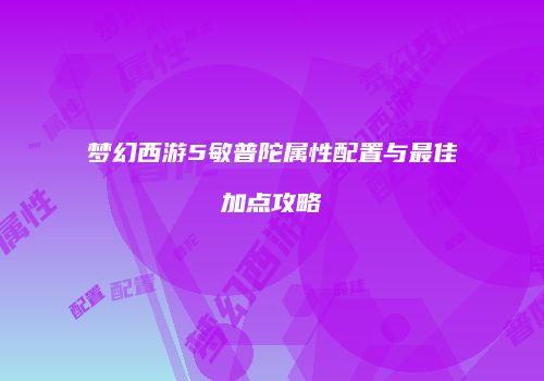 梦幻西游5敏普陀属性配置与最佳加点攻略