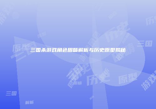 三国杀游戏角色田畴解析与历史原型揭秘