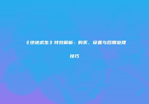 《绝地求生》特效解析：购买、设置与后期处理技巧