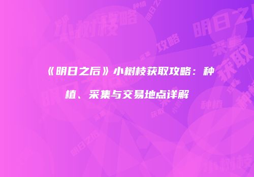 《明日之后》小树枝获取攻略：种植、采集与交易地点详解