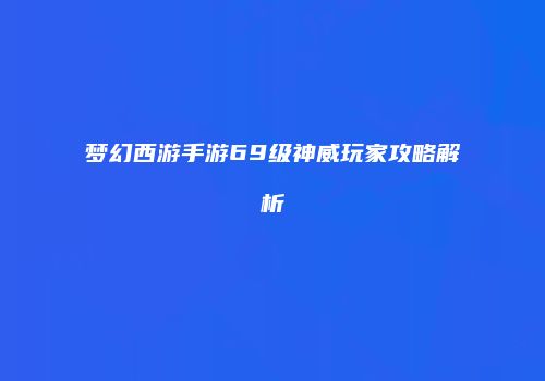 梦幻西游手游69级神威玩家攻略解析