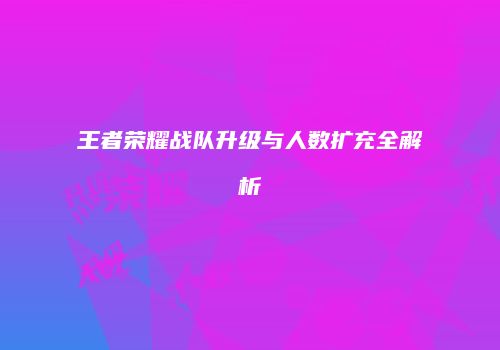 王者荣耀战队升级与人数扩充全解析