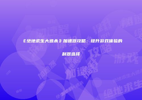 《绝地求生大逃杀》加速器攻略：提升游戏体验的利器选择