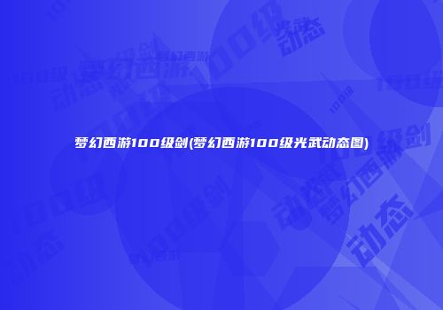 梦幻西游100级剑(梦幻西游100级光武动态图)