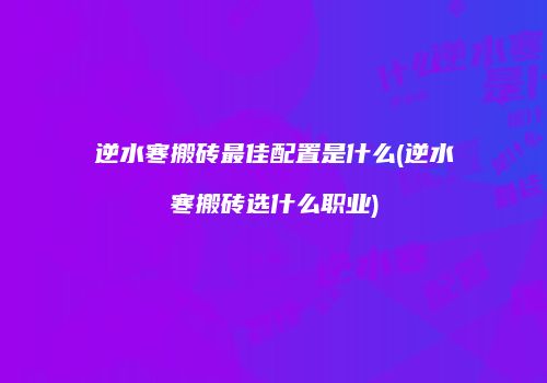 逆水寒搬砖最佳配置是什么(逆水寒搬砖选什么职业)