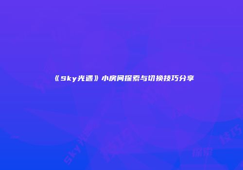 《Sky光遇》小房间探索与切换技巧分享