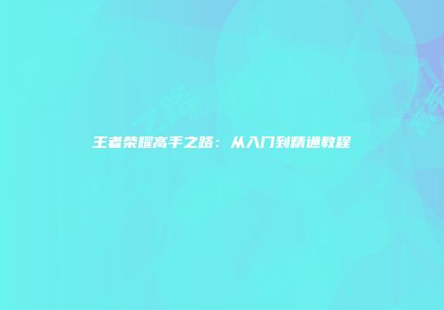 王者荣耀高手之路：从入门到精通教程