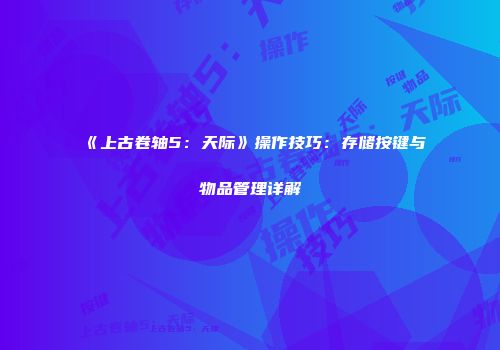 《上古卷轴5：天际》操作技巧：存储按键与物品管理详解