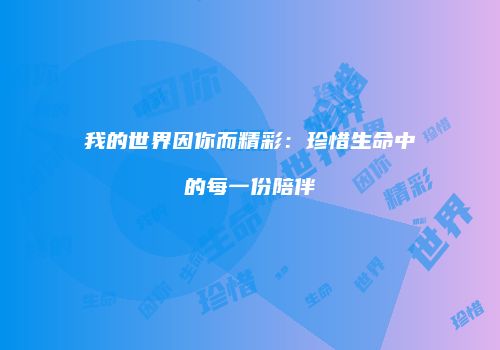 我的世界因你而精彩：珍惜生命中的每一份陪伴