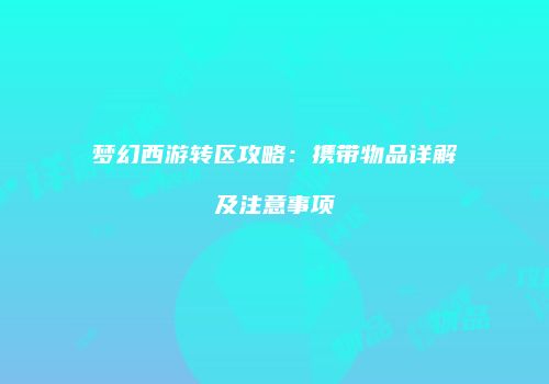 梦幻西游转区攻略：携带物品详解及注意事项