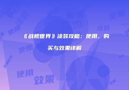 《战舰世界》涂装攻略：使用、购买与效果详解