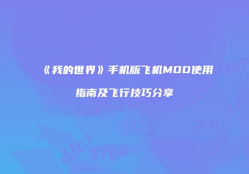 《我的世界》手机版飞机MOD使用指南及飞行技巧分享