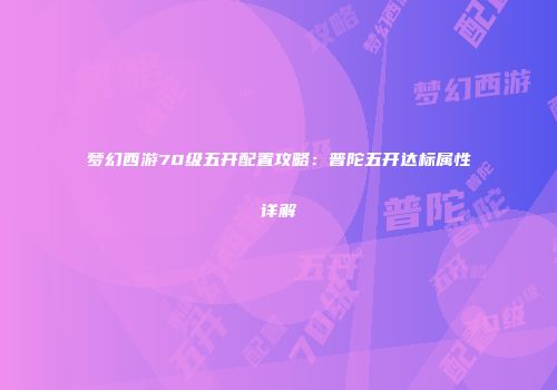 梦幻西游70级五开配置攻略：普陀五开达标属性详解