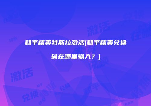 和平精英特斯拉激活(和平精英兑换码在哪里输入？)