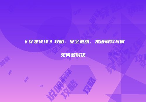 《穿越火线》攻略：安全说明、术语解释与常见问题解决