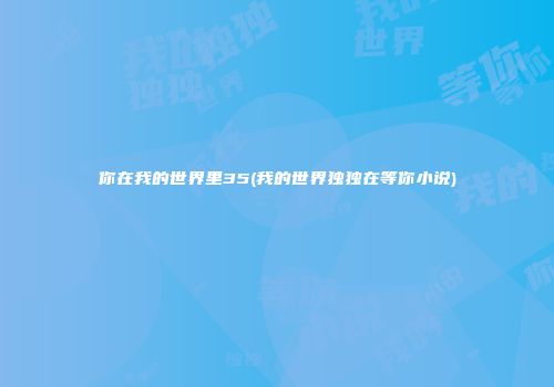 你在我的世界里35(我的世界独独在等你小说)