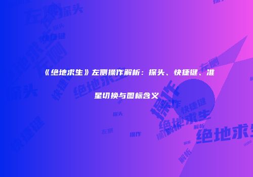《绝地求生》左侧操作解析：探头、快捷键、准星切换与图标含义