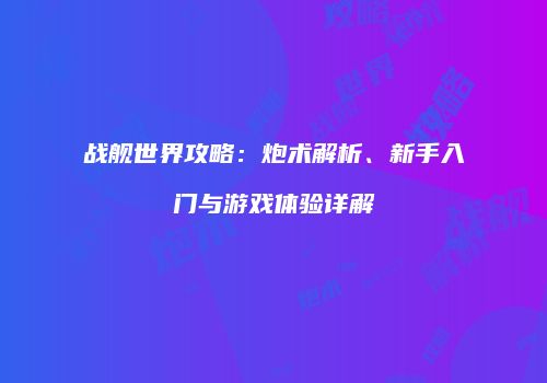 战舰世界攻略：炮术解析、新手入门与游戏体验详解