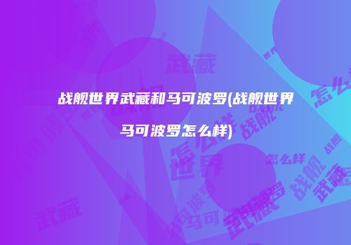 战舰世界武藏和马可波罗(战舰世界马可波罗怎么样)