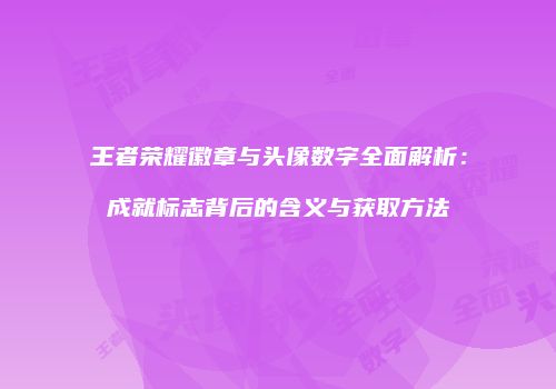 王者荣耀徽章与头像数字全面解析：成就标志背后的含义与获取方法