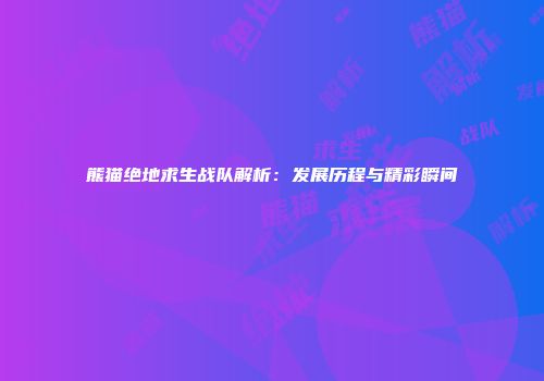 熊猫绝地求生战队解析：发展历程与精彩瞬间