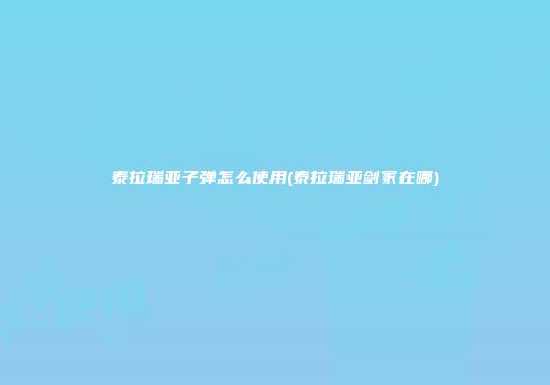 泰拉瑞亚子弹怎么使用(泰拉瑞亚剑冢在哪)