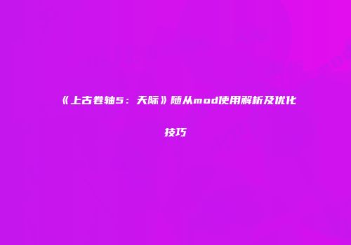 《上古卷轴5：天际》随从mod使用解析及优化技巧