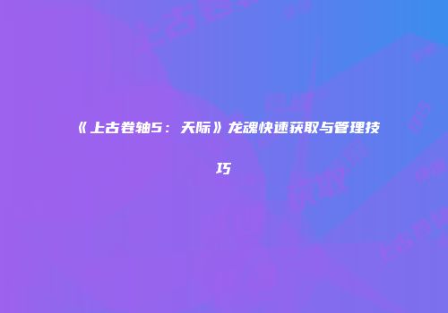 《上古卷轴5：天际》龙魂快速获取与管理技巧