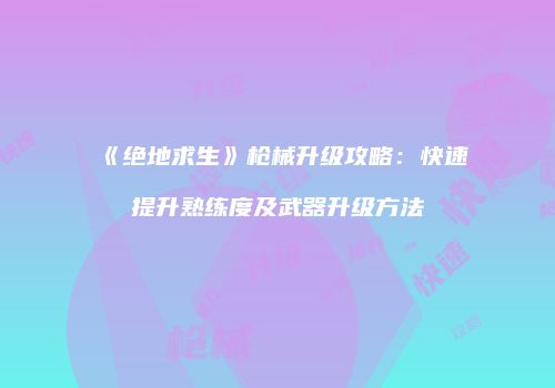 《绝地求生》枪械升级攻略：快速提升熟练度及武器升级方法