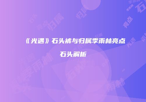 《光遇》石头裤与归属季雨林亮点石头解析