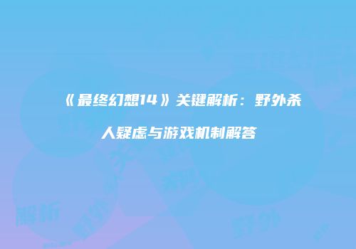 《最终幻想14》关键解析：野外杀人疑虑与游戏机制解答