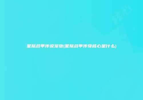 星际战甲传说宠物(星际战甲传奇核心是什么)