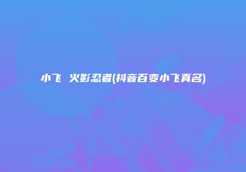 小飞 火影忍者(抖音百变小飞真名)