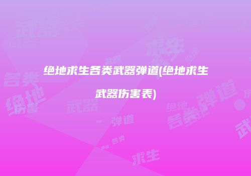 绝地求生各类武器弹道(绝地求生武器伤害表)
