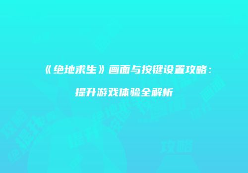 《绝地求生》画面与按键设置攻略：提升游戏体验全解析