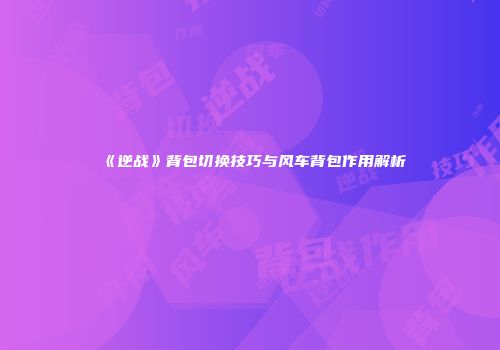 《逆战》背包切换技巧与风车背包作用解析