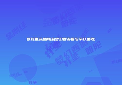 梦幻西游金刚经(梦幻西游普陀学打坐吗)
