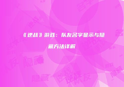 《逆战》游戏：队友名字显示与隐藏方法详解