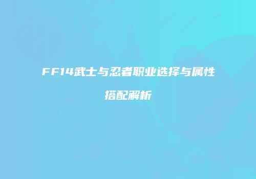 FF14武士与忍者职业选择与属性搭配解析