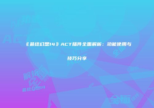 《最终幻想14》ACT插件全面解析：功能使用与技巧分享