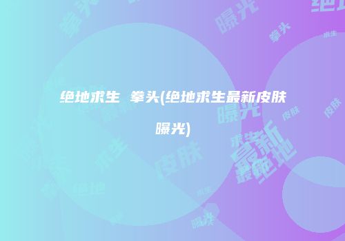 绝地求生 拳头(绝地求生最新皮肤曝光)