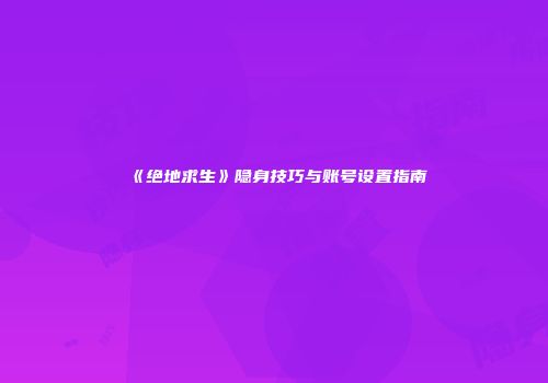 《绝地求生》隐身技巧与账号设置指南