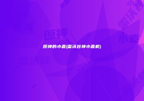 原神的小麦(雷沃谷神小麦机)