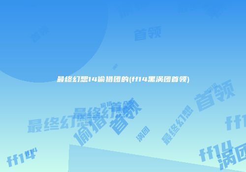 最终幻想14偷猎团的(ff14黑涡团首领)
