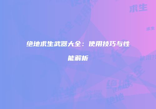 绝地求生武器大全：使用技巧与性能解析