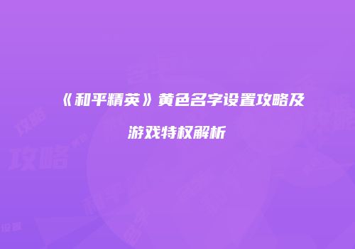 《和平精英》黄色名字设置攻略及游戏特权解析
