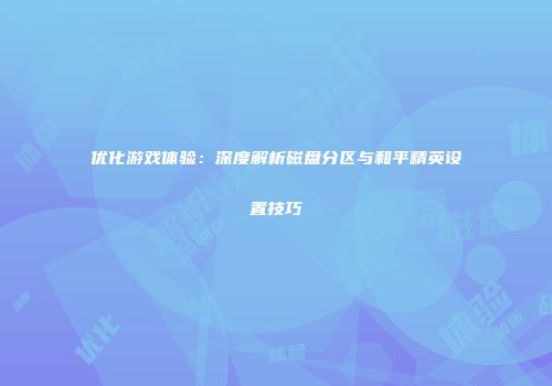 优化游戏体验：深度解析磁盘分区与和平精英设置技巧