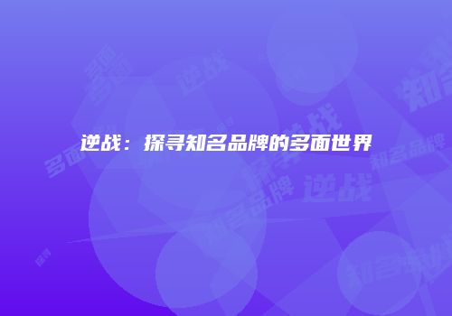 逆战：探寻知名品牌的多面世界